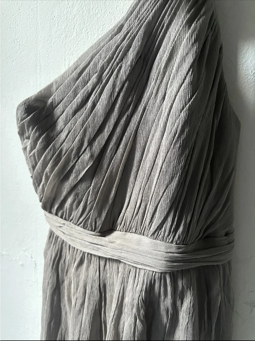J.Crew 100% Silk One Shoulder Pleated Cocktail Dress Gray Petite 2